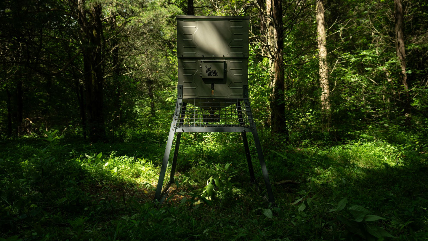 BB Stand & Fill Sled 300lb Deer Feeder w/ Solar – Easy Fill Design
