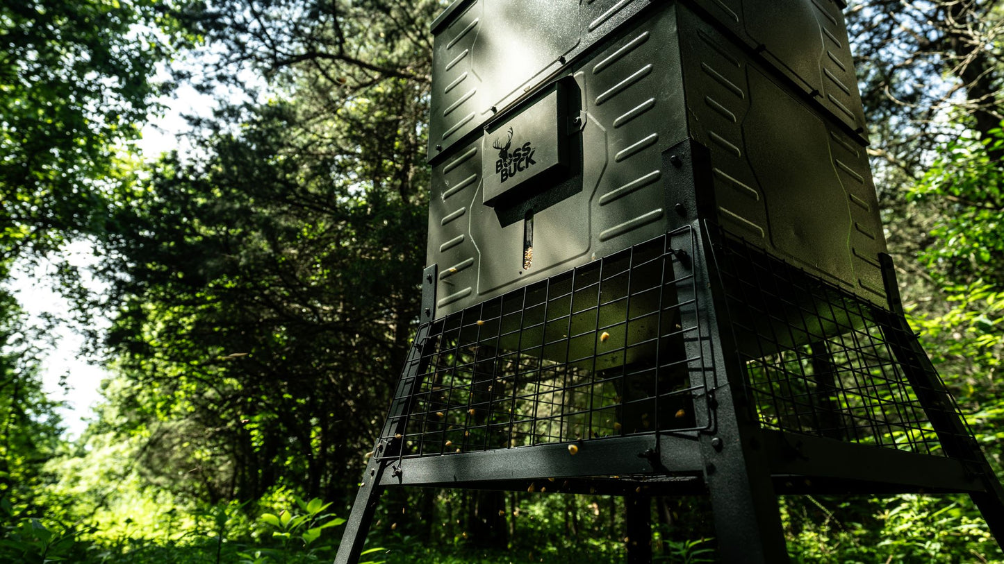 BB Stand & Fill Sled 300lb Deer Feeder w/ Solar – Easy Fill Design