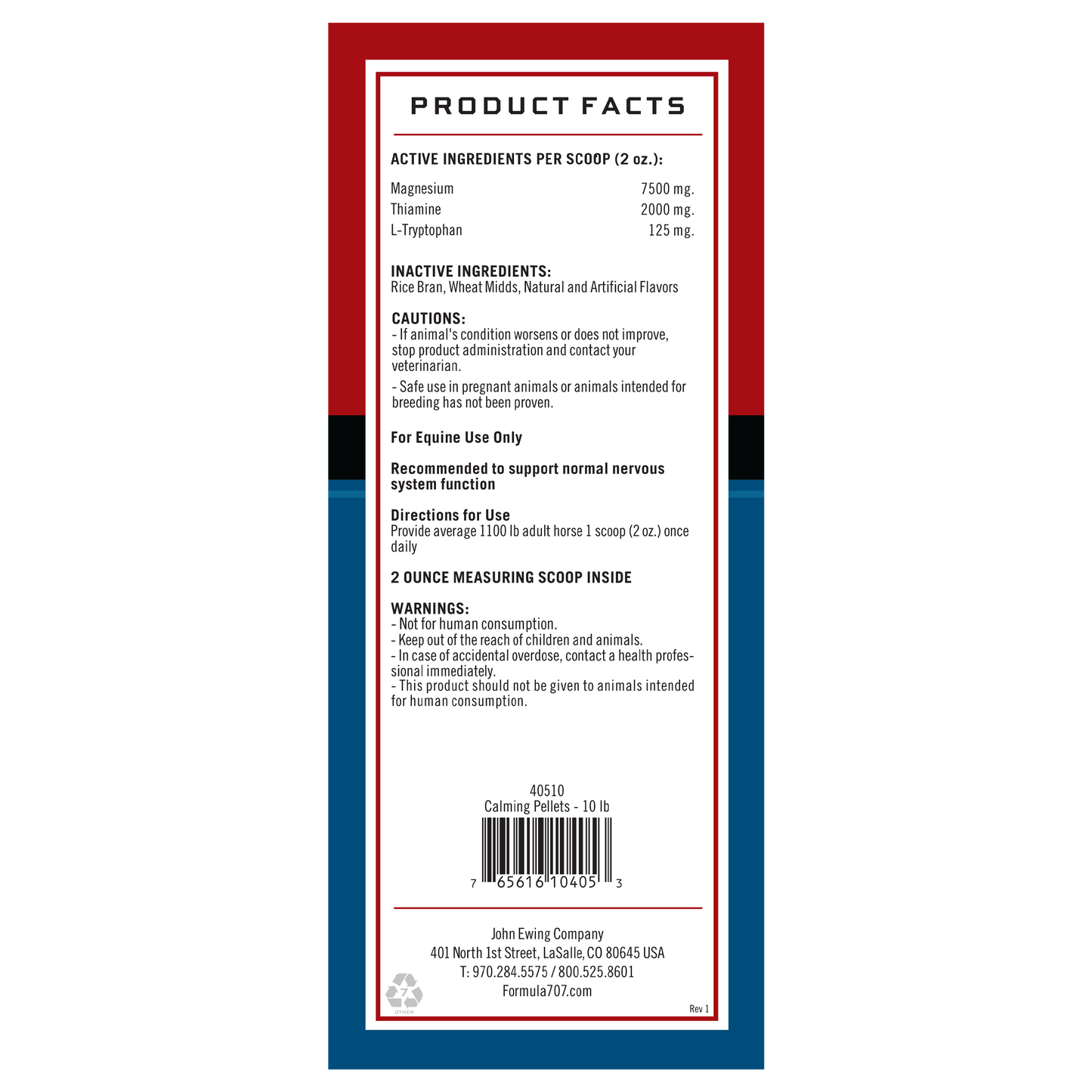 Formula 707 Calming Equine Supplement