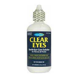 Farnam Clear Eyes Sterile Eye-Care Solution is a sterile horse eye wash especially formulated for use on horses and ponies to gently flush away foreign matter and relieve eye irritation caused by dirt, dust and wind. This horse eye-care treatment is the ideal preparation for daily use to soothe, clean and brighten eyes