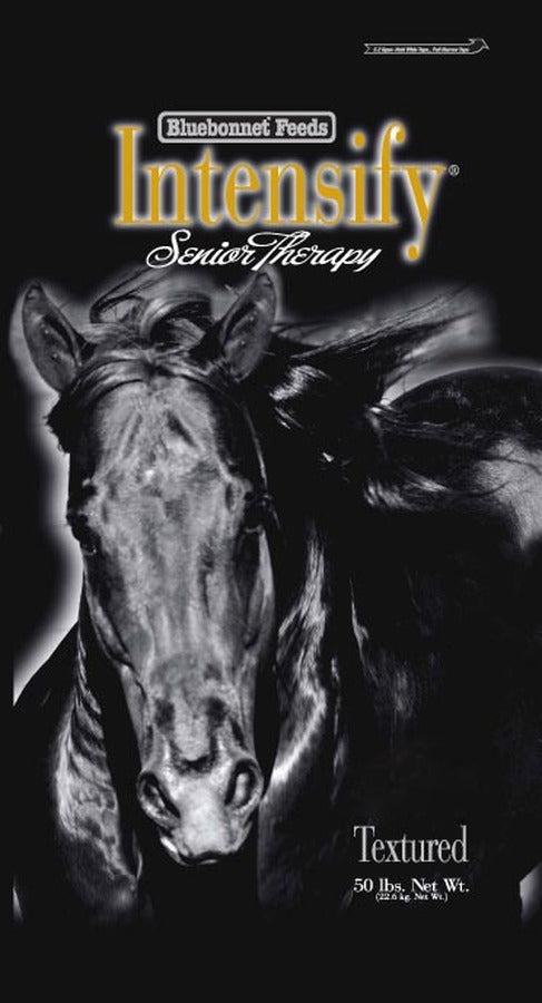 Intensify Senior Therapy is a dust-free feed specially designed for seniors and horses with sensitive digestive systems. This product contains high quality protein sources and elevated fat levels, and may be used for growth, performance, breeding, and maintenance horses of all ages.