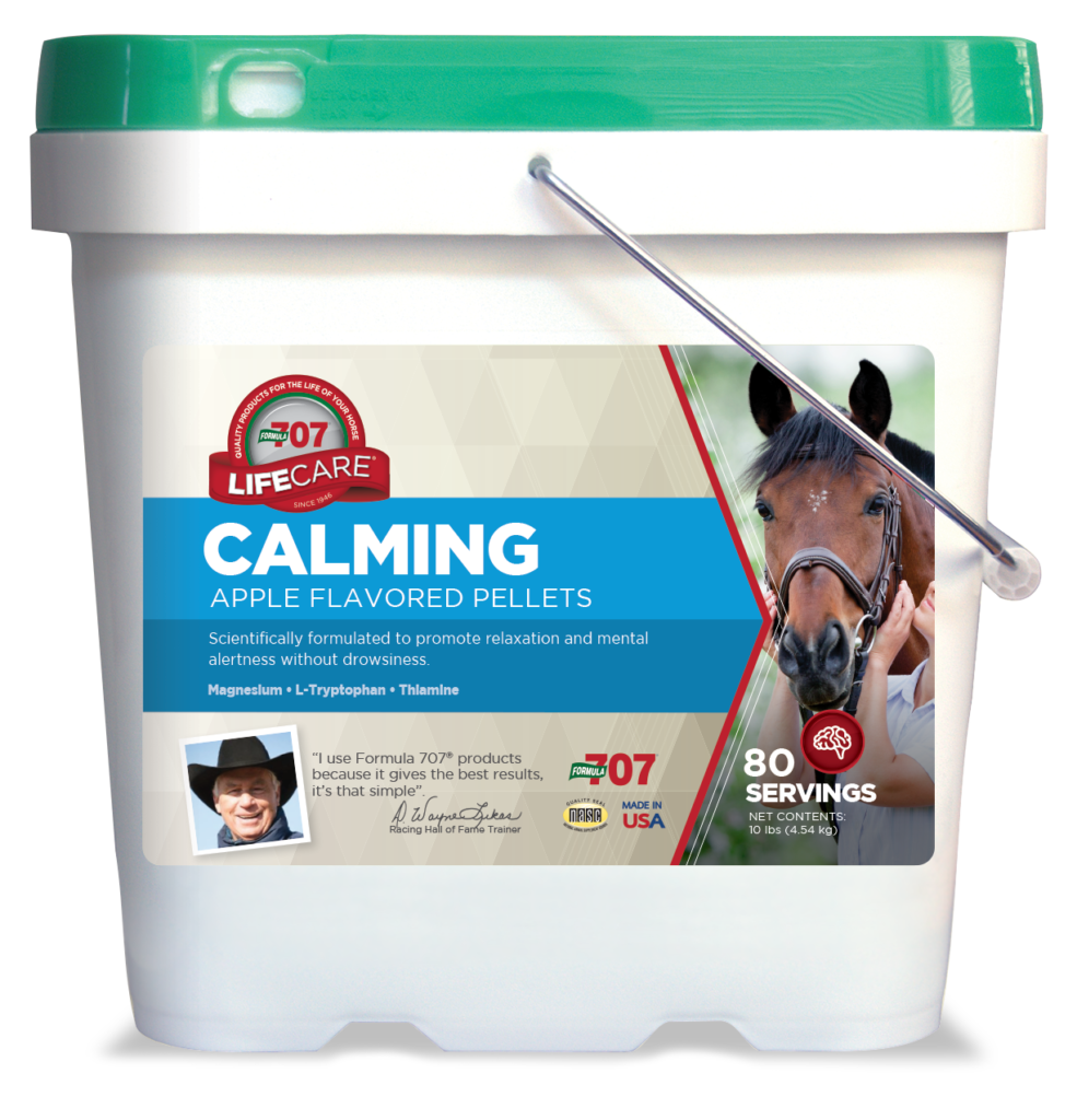 Formula 707 Calming uses premium quality magnesium oxide to maximize bioavailability and combines it with two of the agents best known to have a calming effect in horses: thiamine and L-tryptophan.